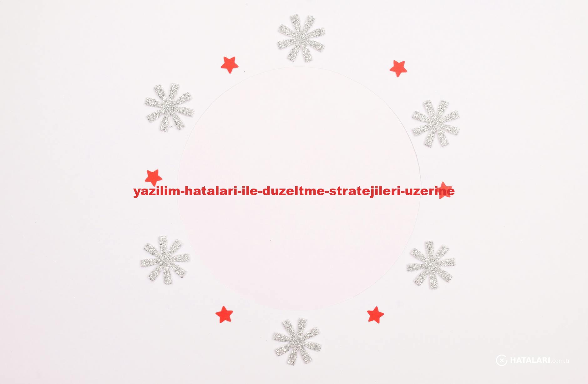 Minimalist circle design with silver snowflakes and red stars on white background.